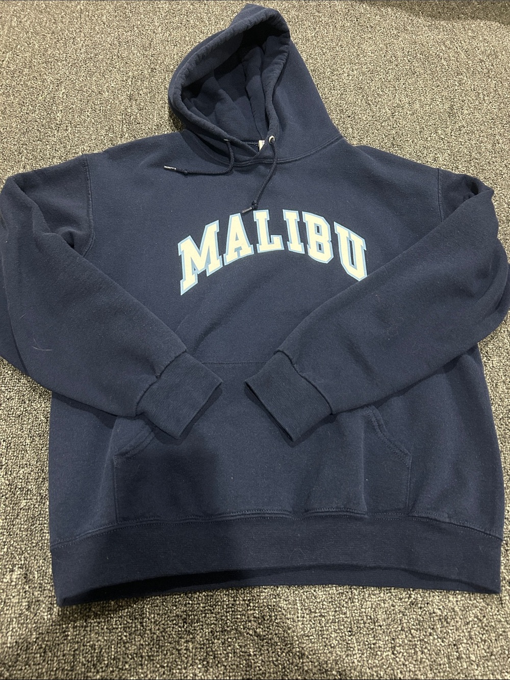 Malibu Navy Pullover Hoodie with Arch Logo